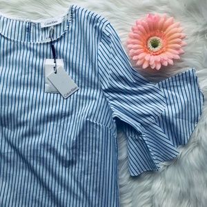 Ruffled Belled Striped Light Weight Top